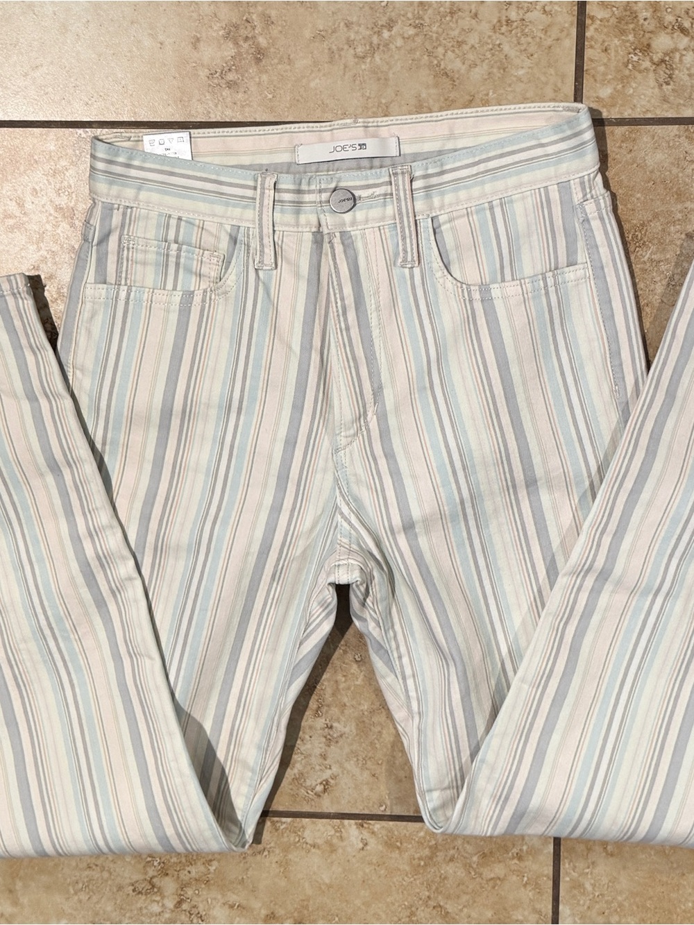 Joe's Jeans Skinny Striped Pastel Blue and Cream Pants